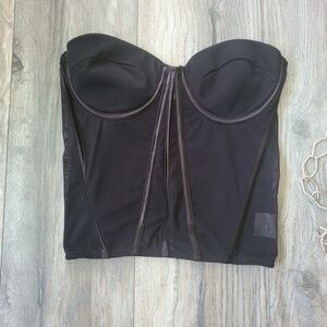 Love University Elegant Black Bustier Top